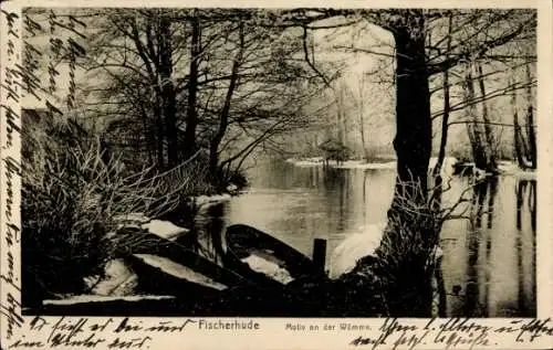 Ak Fischerhude Ottersberg in Niedersachsen, Wümme, Teilansicht, Winter