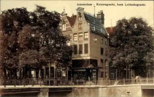 Ak Amsterdam Nordholland Niederlande, Keizersgracht, Ecke Leidschegracht