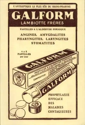 Ak Reklame, Galform, Lambiotte Freres, Ameisenaldehyd-Pastillen