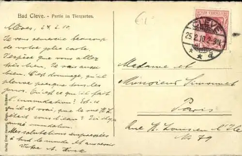 Ak Bad Cleve Kleve am Niederrhein, Tiergarten, Fontäne, Statue