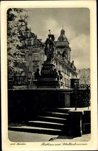 Ak Gotha in Thüringen, Rathaus und Schellenbrunnen