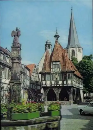 3 D Ak Michelstadt im Odenwald, Rathaus, Denkmal