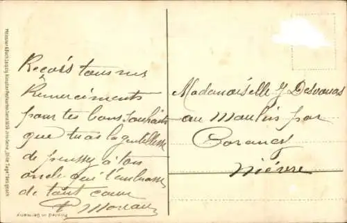 Passepartout Ak Gemälde auf einer Staffelei, Landschaft mit Ruderboot