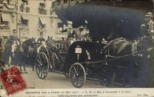 Ak Paris, Besuch von König Alfons XIII von Spanien, Ankunft am Bahnhof