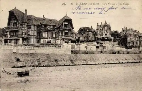 Ak Villers sur Mer Calvados, Strand, Villen