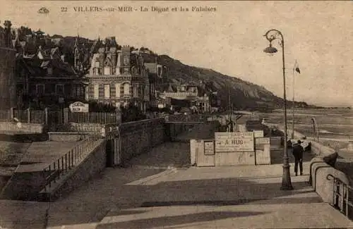 Ak Villers sur Mer Calvados, Digue, les falaises