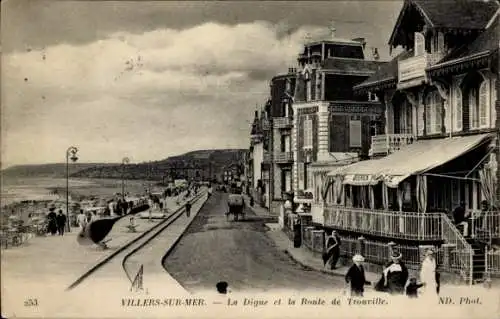 Ak Villers sur Mer Calvados, Digue, Route de Trouville