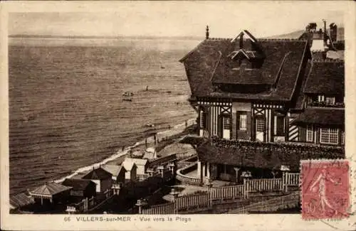 Ak Villers sur Mer Calvados, vue vers la Plage