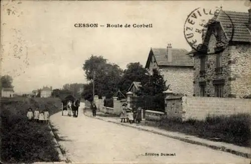 Ak Cesson Seine et Marne, Route de Corbeil