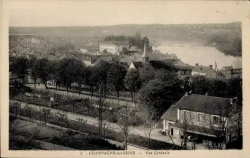 Ak Champagne sur Seine Seine et Marne, Panorama