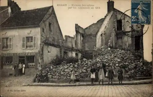 Ak Rebais Seine et Marne, Kriegszerstörung 1914