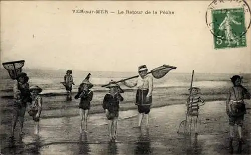 Ak Ver sur Mer Calvados, Retour de la Peche