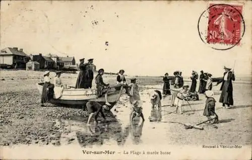 Ak Ver sur Mer Calvados, la Plage a maree basse