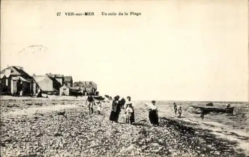 Ak Ver sur Mer Calvados, Strand