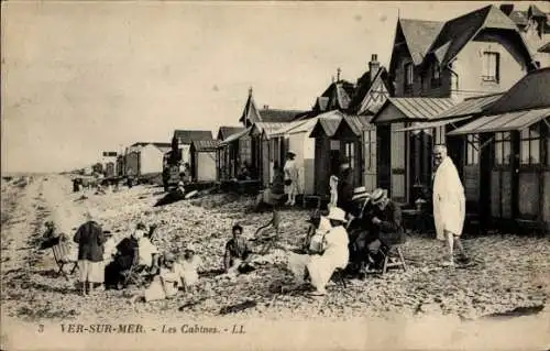 Ak Ver sur Mer Calvados, Badekabinen am Strand