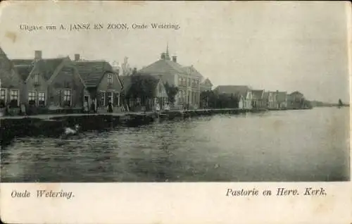 Ak Oude Wetering Südholland, Pastorie und Herv. Kirche