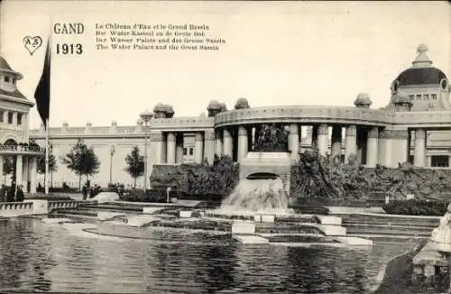 Ak Gent Gent Ostflandern, Internationale Ausstellung 1913, Wasserturm, Grand Bassin