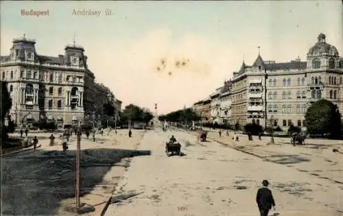 Ak Budapest Ungarn, Andrassy ut, Straßenpartie