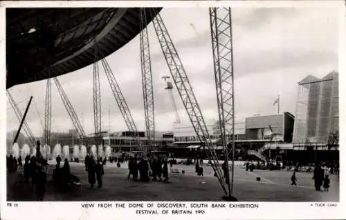 Ak South Bank London City, Ausstellung, Festival of Britain 1951, Blick vom Dome of Discovery