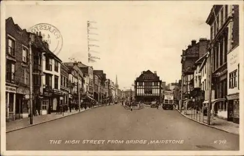 Ak Maidstone Kent England, High Street von der Brücke