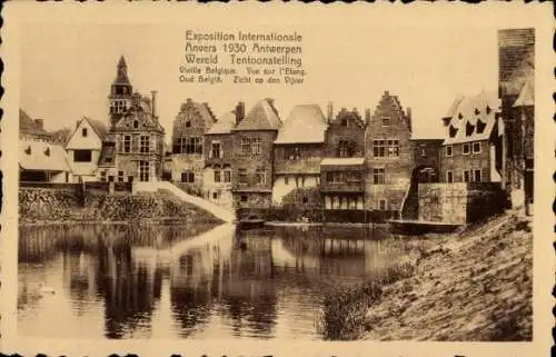 Ak Antwerpen Antwerpen Flandern, Ausstellung 1930, Blick auf den Teich