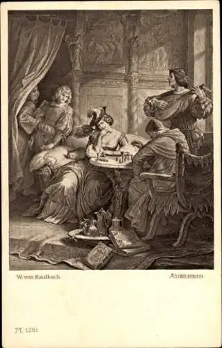 Künstler Ak Kaulbach, W. von, Adelheid, Schachspiel