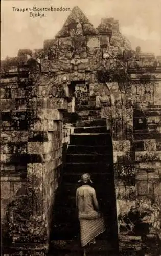 Ak Java Indonesien, Tempel Borobudur, Baraboedoer, Treppe, Djokja