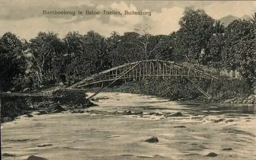 Ak Buitenzorg Bogor Java Indonesien, Bamboebrug te Batoe-Toelies