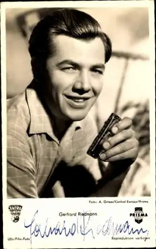 Ak Schauspieler Gerhard Riedmann, Portrait, Autogramm