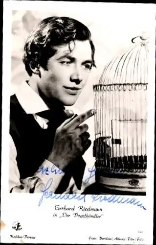 Ak Schauspieler Gerhard Riedmann, Portrait, Autogramm,  in Der Vogelhändler