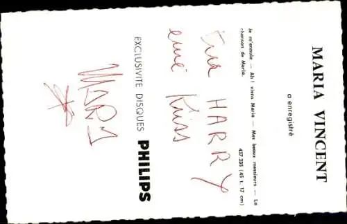 Ak Sängerin Maria Vincent, Portrait, Autogramm