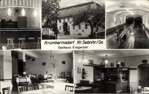 Ak Krumhermsdorf Neustadt Sachsen, Gasthaus Erbgericht, Innenansichten, Kegelbahn