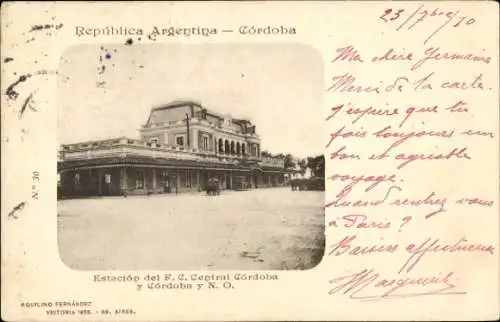 Ak Córdoba Argentinien, Bahnhof