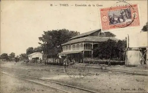 Ak Thies Senegal, Teilansicht des Bahnhofes