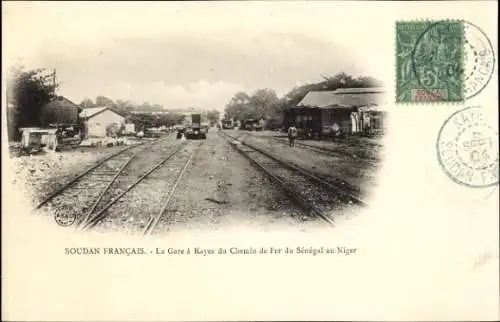 Ak Sudan Französisch-Mali, der Bahnhof der Senegal-Eisenbahn in Kayes