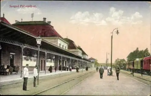 Ak Szeged Segedin Ungarn, Partie am Bahnhof