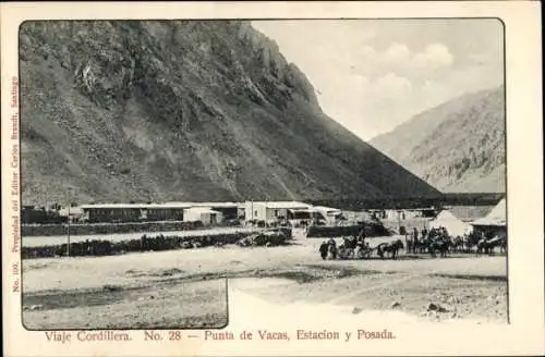 Ak Chile, Cordiliera, Punta de Vacas, Bahnhof und Gasthaus