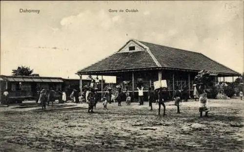 Ak Quidah Dahomey Benin, Bahnhof, Eisenbahn, Afrikaner