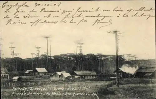 Ak Reboucas Castro Paraná Brasilien, Blick zum Bahnhof