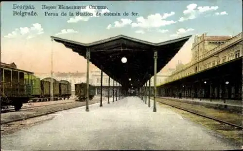 Ak Belgrad Belgrad Serbien, Bahnhof Peron