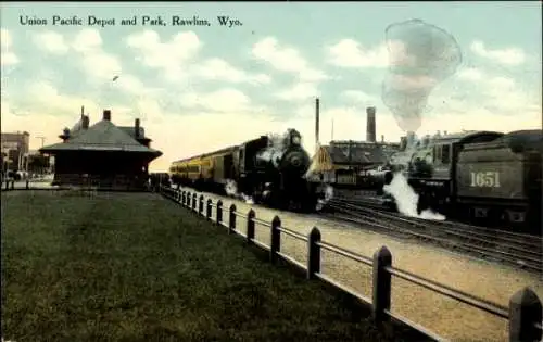 Ak Rawlins Wyoming USA, Union Pacific Bahn Depot