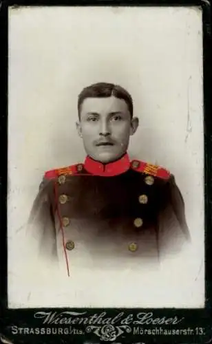 Kabinett Foto Straßburg im Elsass, Deutscher Soldat in Uniform, Portrait