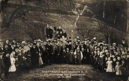 Ak Grötzingen Baden Württemberg, Turnverein, Pflanzung der Turneiche 1914