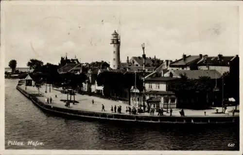 Ak Baltijsk Pillau Ostpreußen, Hafen, Leuchtturm