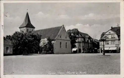 Ak Tapiau Ostpreußen, Markt, Kirche, Geschäft