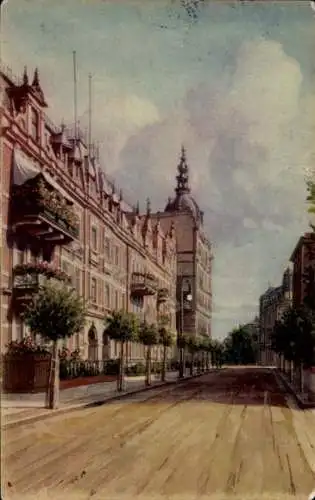 Ak Gliwice Gleiwitz Oberschlesien, Straße, Amtsgebäude