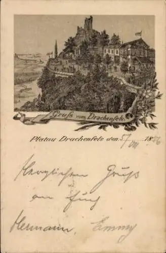 Ganzsachen Vorläufer Litho Königswinter am Rhein, Drachenfels