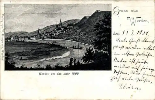 Ak Werden Essen im Ruhrgebiet, Gesamtansicht, Stadt im Jahre 1800