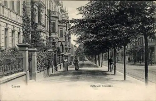 Ak Essen im Ruhrgebiet Nordrhein Westfalen, Kettwiger Chaussee, Straßenpartie
