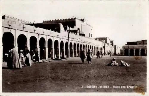 Ak Colomb Béchar Algerien, Place des Arcades